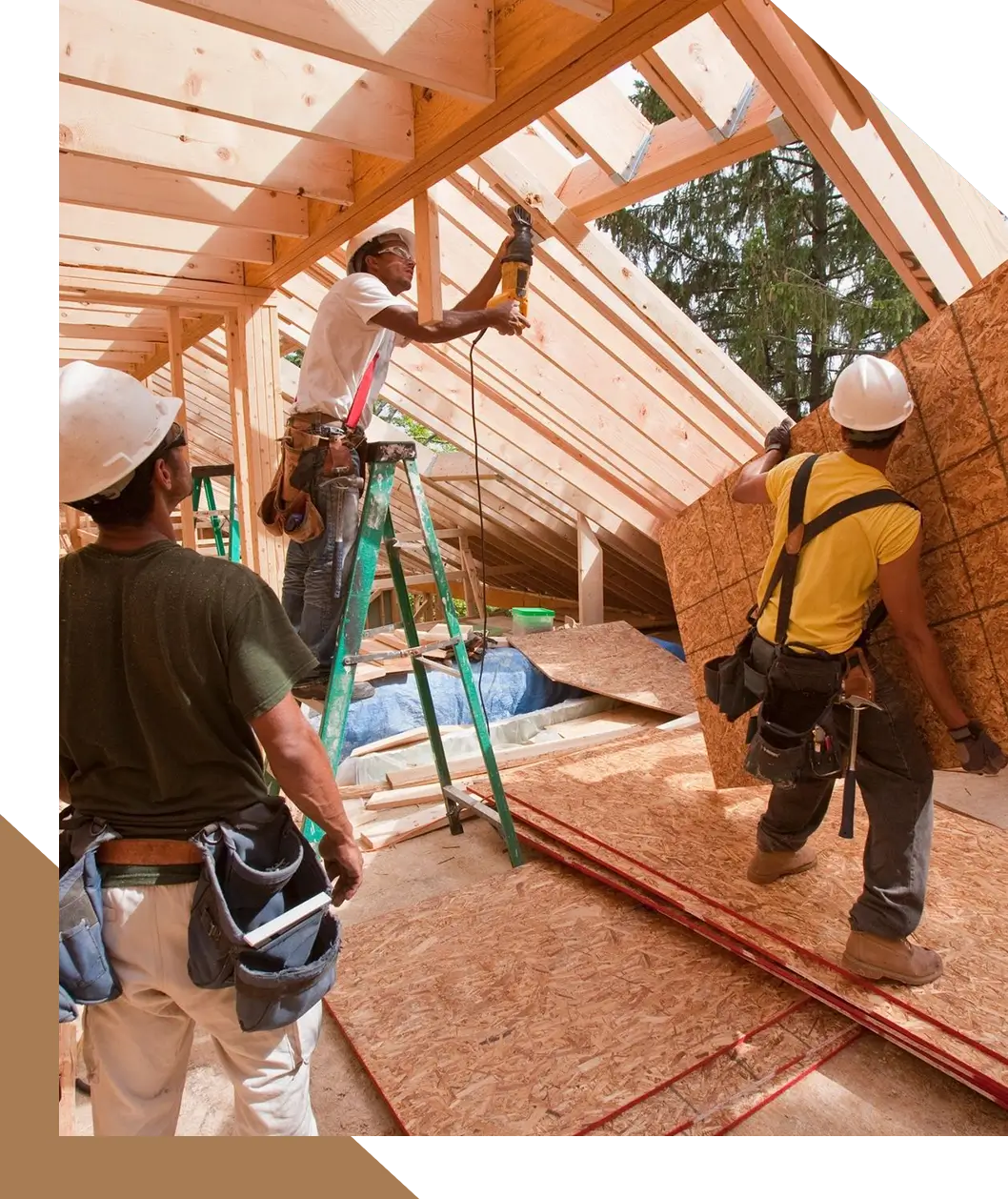task3 (1) A group of men working on the roof of a house.